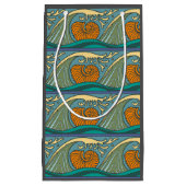Blue Ocean Waves Nautilus Seashell Muster Nouveau Kleine Geschenktüte (Vorderseite)