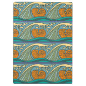 Blue Ocean Waves Nautilus Seashell Muster Nouveau Klemmbrett (Rückseite)