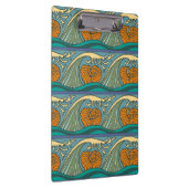Blue Ocean Waves Nautilus Seashell Muster Nouveau Klemmbrett (Rechts)