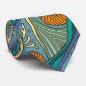 Blue Ocean Waves Nautilus Seashell Muster Nouveau Krawatte (Gerollt)