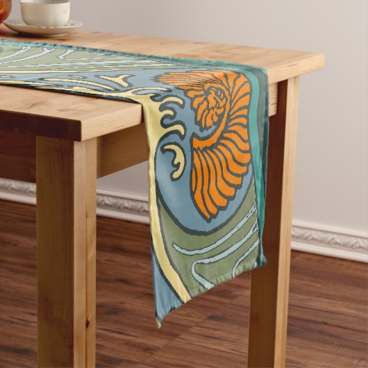 Blue Ocean Waves Nautilus Seashell Muster Nouveau Kurzer Tischläufer (Beispiel)