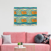 Blue Ocean Waves Nautilus Seashell Muster Nouveau Leinwanddruck (Insitu (Wohnzimmer))