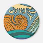 Blue Ocean Waves Nautilus Seashell Muster Nouveau Magnet (Vorne)