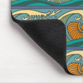 Blue Ocean Waves Nautilus Seashell Muster Nouveau Mousepad (Ecke)