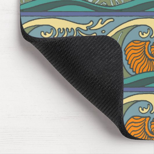 Blue Ocean Waves Nautilus Seashell Muster Nouveau Mousepad (Ecke)