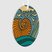 Blue Ocean Waves Nautilus Seashell Muster Nouveau Ornament (Vorderseite)