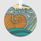 Blue Ocean Waves Nautilus Seashell Muster Nouveau Ornament (Vorderseite)