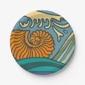 Blue Ocean Waves Nautilus Seashell Muster Nouveau Pappteller (Vorderseite)