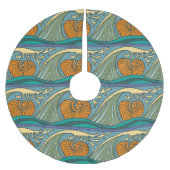 Blue Ocean Waves Nautilus Seashell Muster Nouveau Polyester Weihnachtsbaumdecke (Vorderseite)