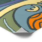 Blue Ocean Waves Nautilus Seashell Muster Nouveau Poster (Ecke)