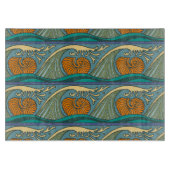 Blue Ocean Waves Nautilus Seashell Muster Nouveau Schneidebrett (Vorderseite)