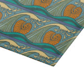 Blue Ocean Waves Nautilus Seashell Muster Nouveau Schneidebrett (Ecke)