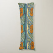 Blue Ocean Waves Nautilus Seashell Muster Nouveau Seitenschläferkissen (Vorderseite Vertikal)