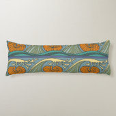 Blue Ocean Waves Nautilus Seashell Muster Nouveau Seitenschläferkissen (Vorderseite)