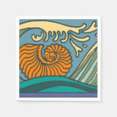 Blue Ocean Waves Nautilus Seashell Muster Nouveau Serviette (Vorderseite)