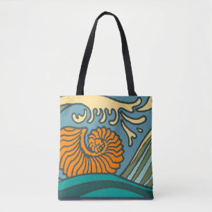 Blue Ocean Waves Nautilus Seashell Muster Nouveau Tasche