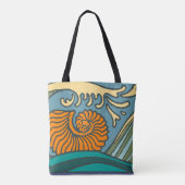 Blue Ocean Waves Nautilus Seashell Muster Nouveau Tasche (Rückseite)