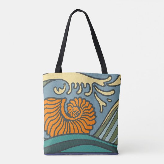 Blue Ocean Waves Nautilus Seashell Muster Nouveau Tasche (Rückseite)
