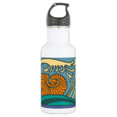 Blue Ocean Waves Nautilus Seashell Muster Nouveau Trinkflasche (Vorderseite)