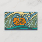 Blue Ocean Waves Nautilus Seashell Muster Nouveau Visitenkarte (Rückseite)