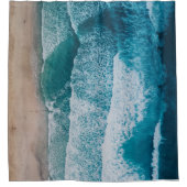 Blue Ocean Waves Sandstrand Duschvorhang (Vorderseite)
