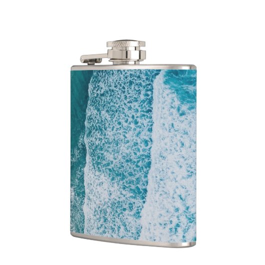 Blue Ocean Waves Sandstrand Flachmann (Links)