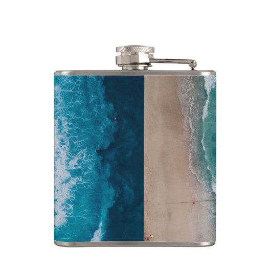 Blue Ocean Waves Sandstrand Flachmann (Rückseite)