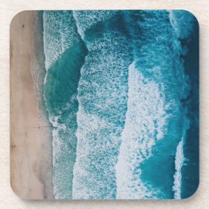 Blue Ocean Waves Sandstrand Getränkeuntersetzer