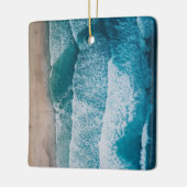 Blue Ocean Waves Sandstrand Keramikornament (Links)