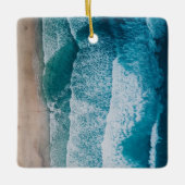 Blue Ocean Waves Sandstrand Keramikornament (Vorderseite)