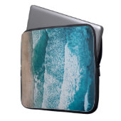 Blue Ocean Waves Sandstrand Laptopschutzhülle (Vorderseite Links)