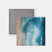 Blue Ocean Waves Sandstrand Magnet (Vorderseite/Rückseite)