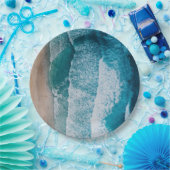 Blue Ocean Waves Sandstrand Pappteller (Party)