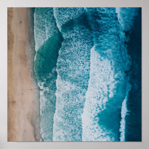 Blue Ocean Waves Sandstrand Poster