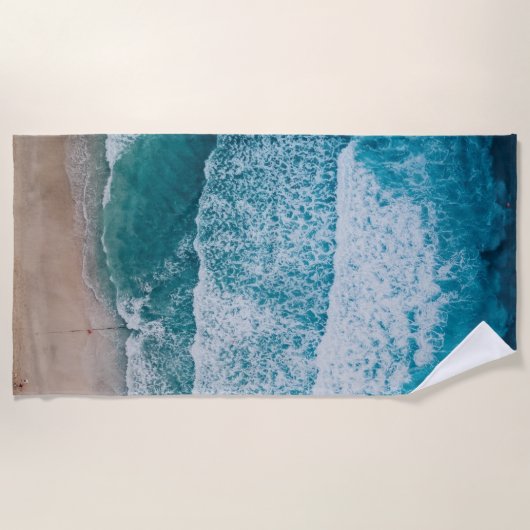 Blue Ocean Waves Sandstrand Strandtuch (Vorderseite)
