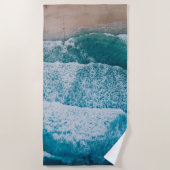 Blue Ocean Waves Sandstrand Strandtuch (Vorderseite)