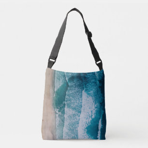 Blue Ocean Waves Sandstrand Tragetaschen Mit Langen Trägern