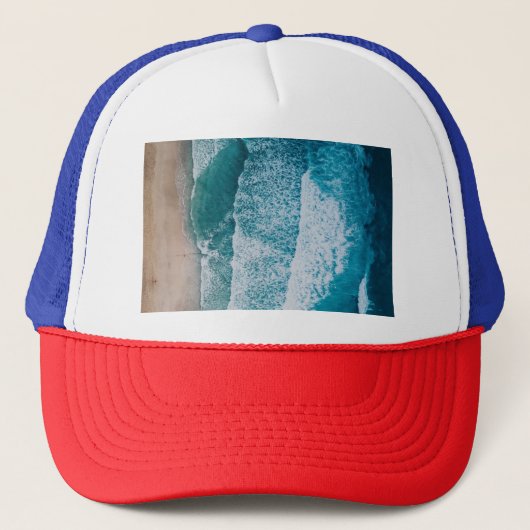 Blue Ocean Waves Sandstrand Truckerkappe (Vorderseite)