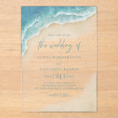 Blue Ocean Waves Summer Beach Wedding Acryleinladungen (Vorderseite)
