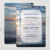 Blue Ocean Waves Sunset Wedding Einladungen (Vorne/Hinten)