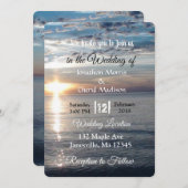 Blue Ocean Waves Sunset Wedding Einladungen (Vorne/Hinten)