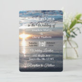 Blue Ocean Waves Sunset Wedding Einladungen (Stehend Vorderseite)