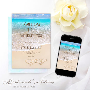 Blue Ocean Waves Tropical Beach Bridesmaid Einladung