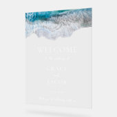 Blue Ocean Waves Tropical Beach Hochzeit Willkomme Acrylschild (Winkel)