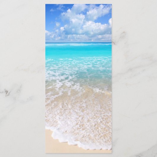 Blue Ocean Waves Tropical Beach Hochzeitkarte Menükarte (Rückseite)