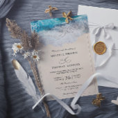 Blue Ocean Waves Tropical Beach QR Code Wedding Einladung