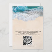 Blue Ocean Waves Tropical Beach QR Code Wedding Einladung (Rückseite)