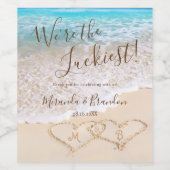 Blue Ocean Waves Tropical Beach Thank You Wedding Weinetikett (Einzelnes Label)