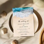 Blue Ocean Waves Tropical Beach Wedding Einladung