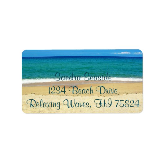 Blue Ocean Waves und Sandy Beach Address Labels Adressaufkleber (Vorne)